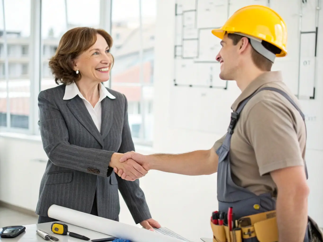 A satisfied client shaking hands with a CRS Floor Covering representative after the successful completion of a flooring project, symbolizing customer satisfaction and trust.
